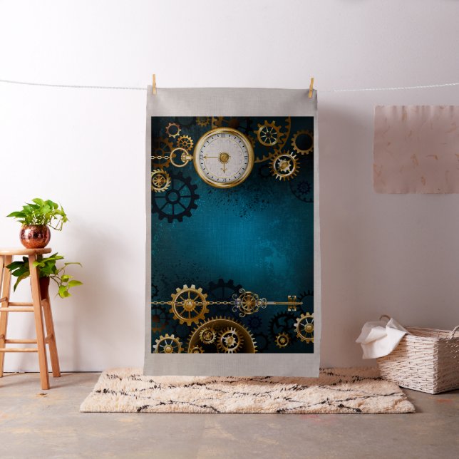 Tissu Steampunk Arrière - plan turquoise avec Gears (In Situ)