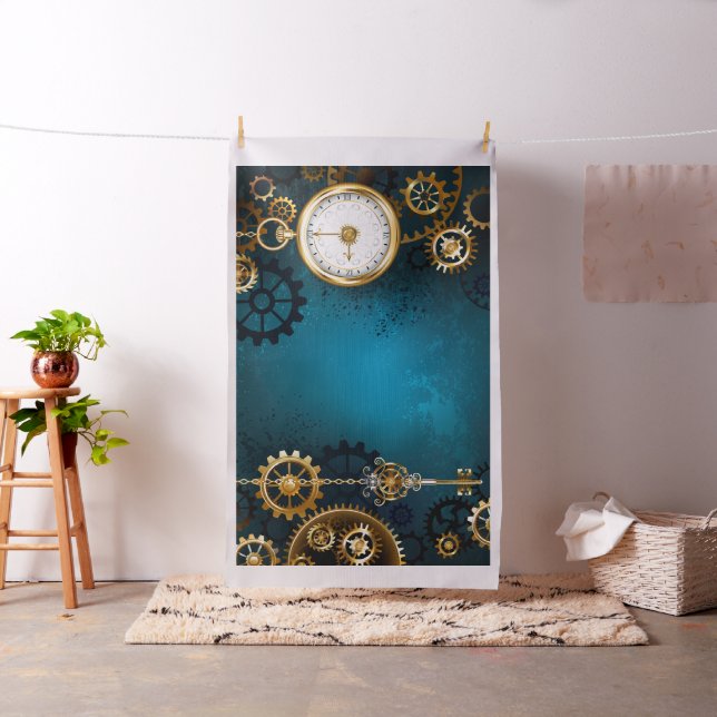 Tissu Steampunk Arrière - plan turquoise avec Gears (In Situ)