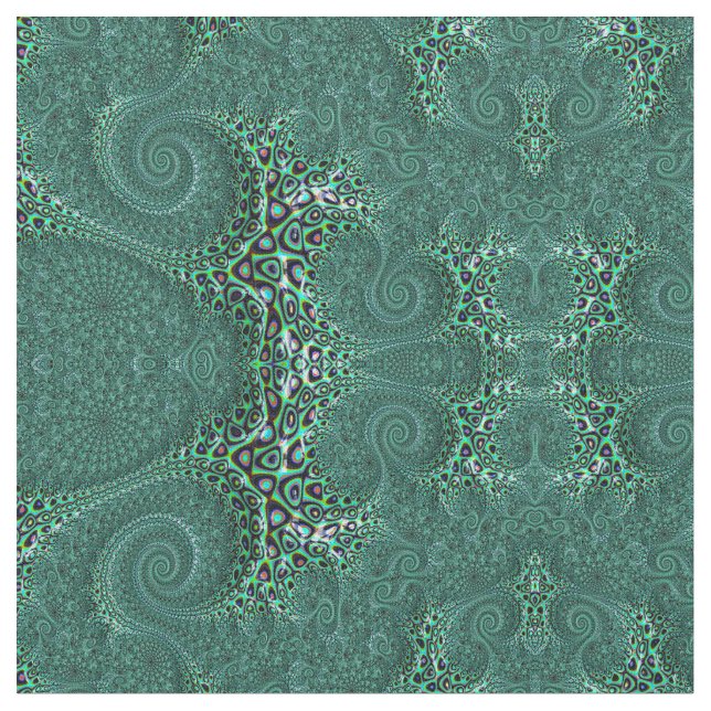Tissu Steampunk Octopus Turquoise tacheté Art Fractal fi (Fermer)