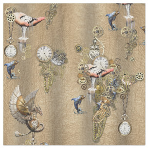 Tissu Steampunk sur cuir or tan