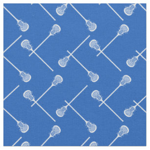 Tissu Sticks blancs de crosse bleu royal à motifs