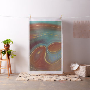 Tissu Strata automne Terra Cotta Turquoise et Gold Aga