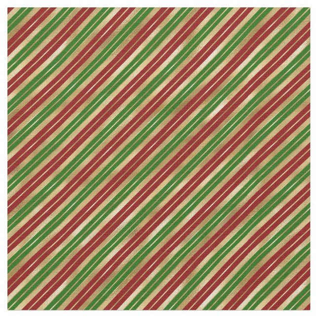 Tissu Stripes de Noël Rouge Vert Or (Fermer)