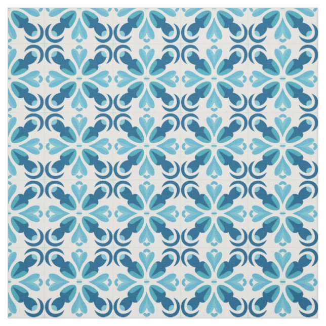 Tissu Style Carrelage bleu Motif (Échantillon)