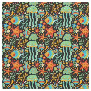 Tissu Style de dessin animé Aquatic Life