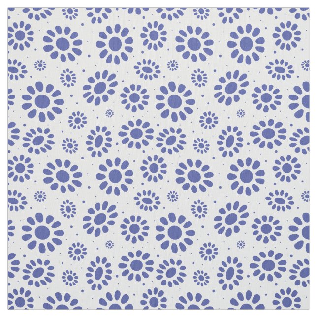 Tissu Style de Hampton bleu blanc Abstrait motif floral  (Échantillon)