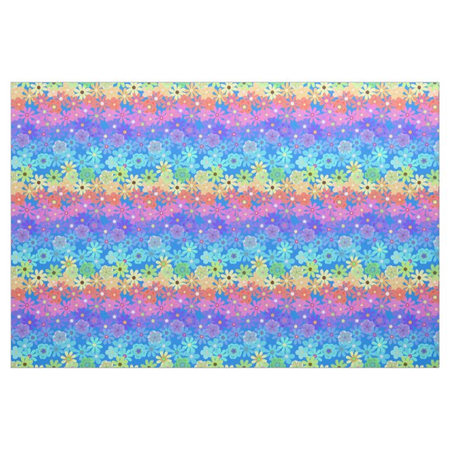 Tissu Style Hippie Fleurs Arc-en-ciel (Yard)