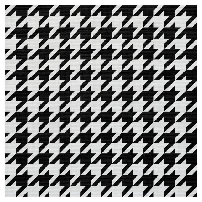 Tissu Style Houndstooth Noir Blanc Géométrique Plaid (Échantillon)