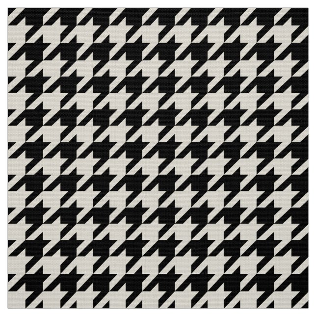 Tissu Stylé Houndstooth Noir et Blanc cassé Géométrique (Échantillon)