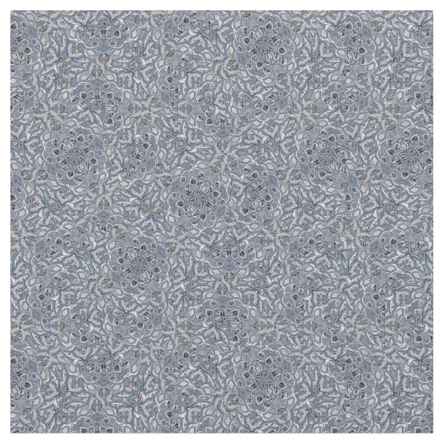 Tissu Style mandala complexe bleu imprimé design motif (Fermer)