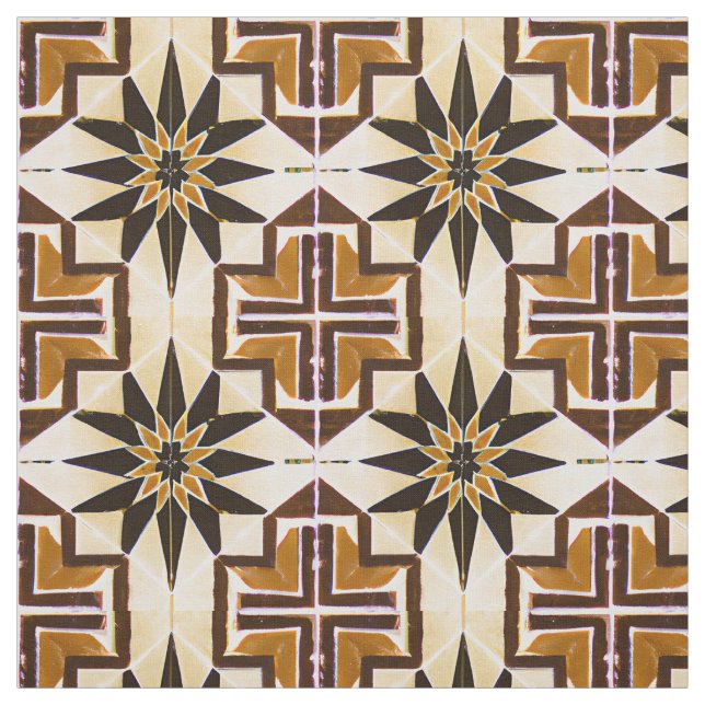 Tissu Style Mexicain Simulé Mosaïque Neutral Browns (Échantillon)