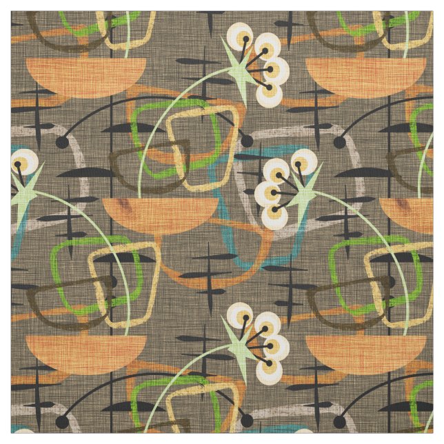 Tissu Style moderne du milieu du siècle | Fleurs dans le (Échantillon)