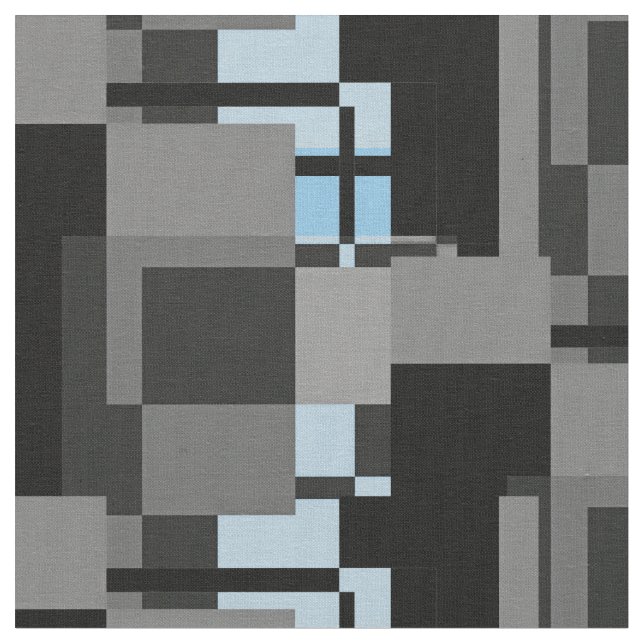 Tissu Style Mondrian bleu gris Abstrait géométrique mode (Fermer)