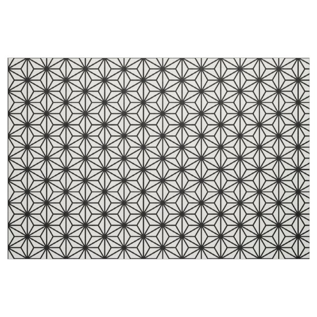 Tissu Style traditionnel d'Asanoha - noir sur le blanc (Fat Quarter)