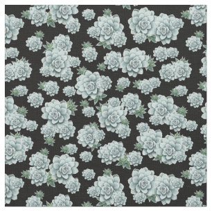 Tissu Succulentes de couleur menthe en motif répétitif s