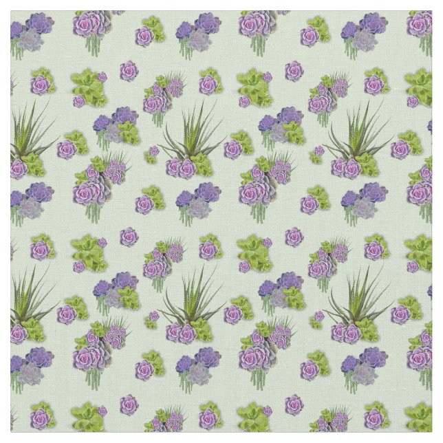 Tissu Succulents Lavande Vert Mer (Fermer)