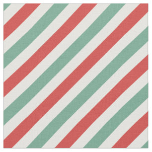 Tissu Sucre de canne de Noël rétro rayures rouge vert