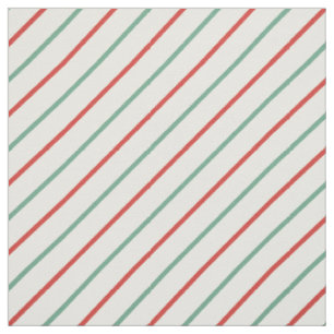 Tissu Sucre de canne de Noël rétro rayures rouge vert