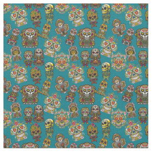 Tissu Sugar Skull Art Skeleton Vintage Altar Motif