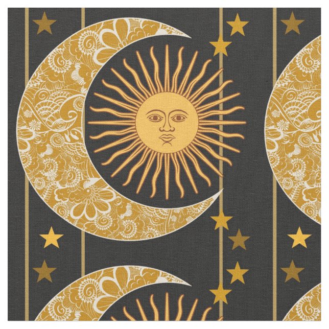 Tissu Sun, lune et étoiles (Fermer)