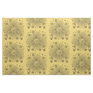 Tissu Sun Stars Antique Nuit Ciel Médiéval Zodiac