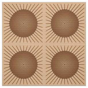 Tissu Sunburst géométrique moderne - Brown et bronze
