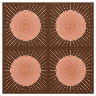 Tissu Sunburst géométrique moderne - Pêche et Brown
