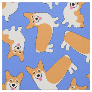 Tissu Super Cute Pembroke Welsh Corgi Motif Blue