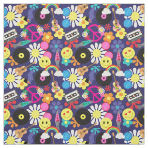 Tissu Super Retro 60s Hippie Motif
