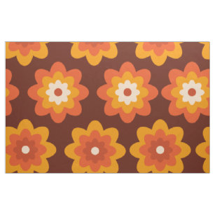 Tissu Super rétro les années 70 boho hippie orange fleur