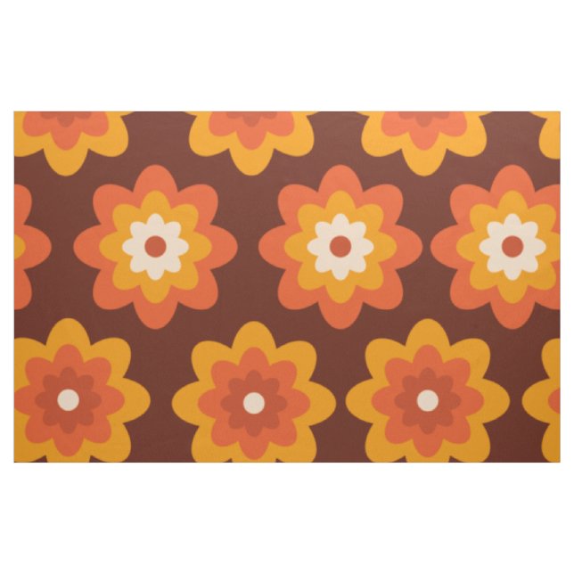 Tissu Super rétro les années 70 boho hippie orange fleur (Fat Quarter)