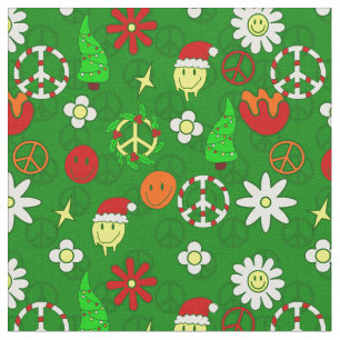 Tissu super signe de paix de noël visage heureux