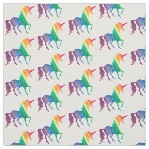 Tissu Superbe aquarelle arc-en-ciel Silhouette Unicorn