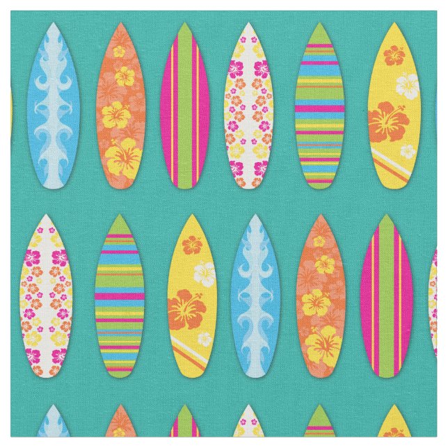Tissu Surf Boards Cute Tropical Beach Sports (Fermer)