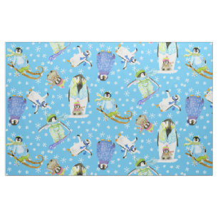Tissu Surf des neiges de flocons de neige des pingouins