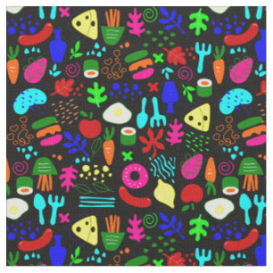 Tissu sushi de fruits de pop art lunaire