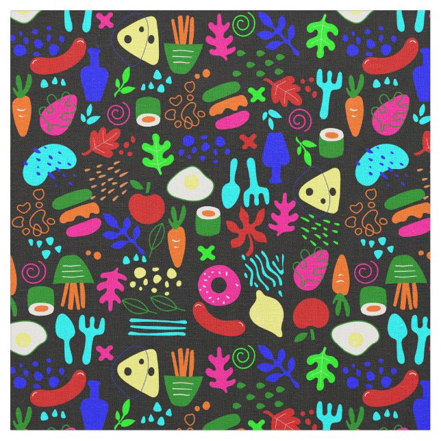 Tissu sushi de fruits de pop art lunaire (Fermer)