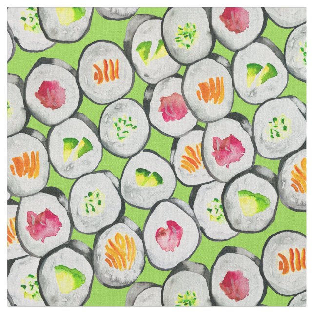 Tissu Sushi fun aquarelle wasabi (Fermer)