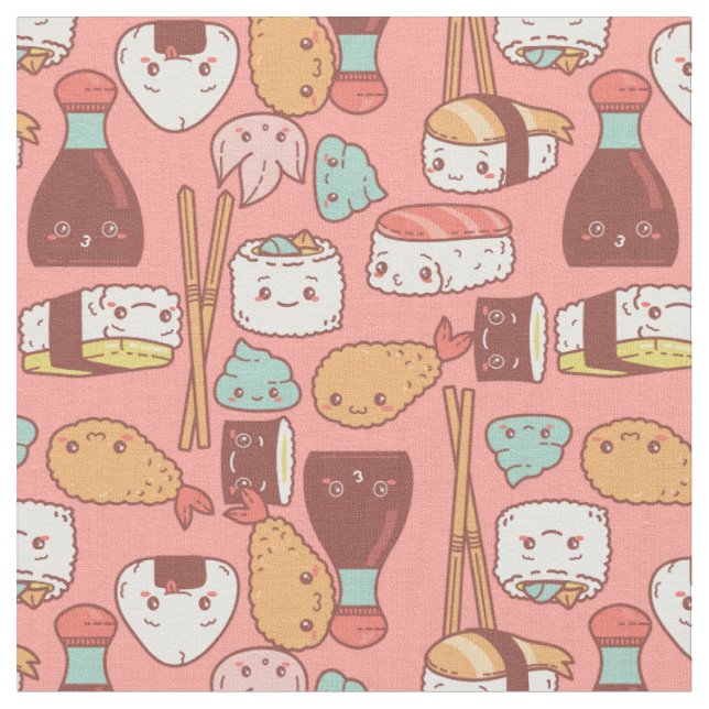 Tissu sushi tempura rose kawaii mignon (Fermer)