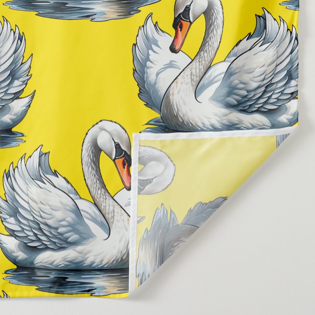 Tissu Swan Birds Pattern Design On Yellow  (Créateur téléchargé)