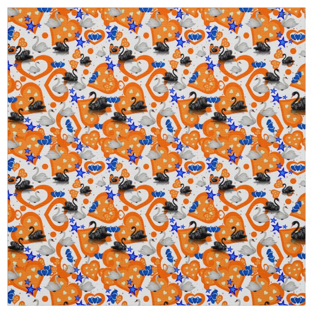 Tissu Swan Orange Hearts Fabric (Échantillon)