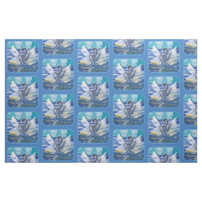 Tissu Swans "Art by Kids" (Fat Quarter)