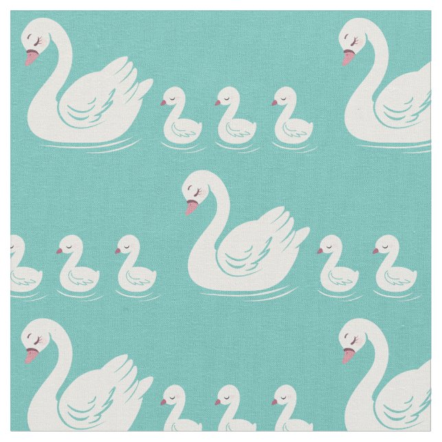 Tissu Swans Mama et bébé mignonne enfants (Fermer)