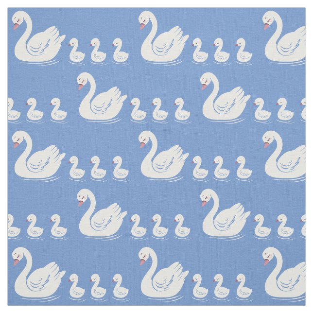 Tissu Swans Mama et bébé mignonne enfants (Échantillon)