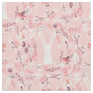 Tissu Sweet Bunny  Pépinière florale rose