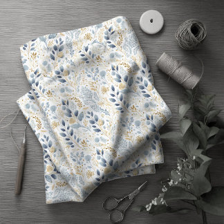 Tissu Sweet Floral Dusty Blue Gold ID1045