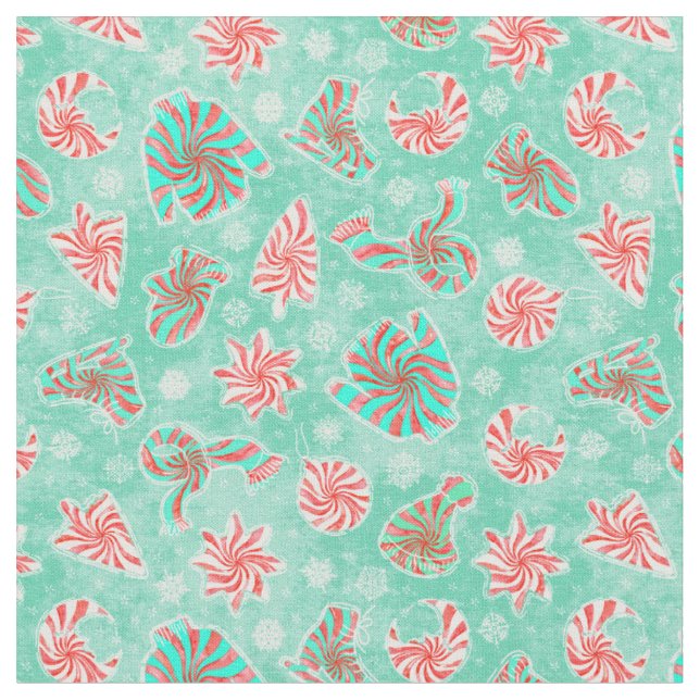 Tissu Swirl de menthe poivrée hiver (Fermer)