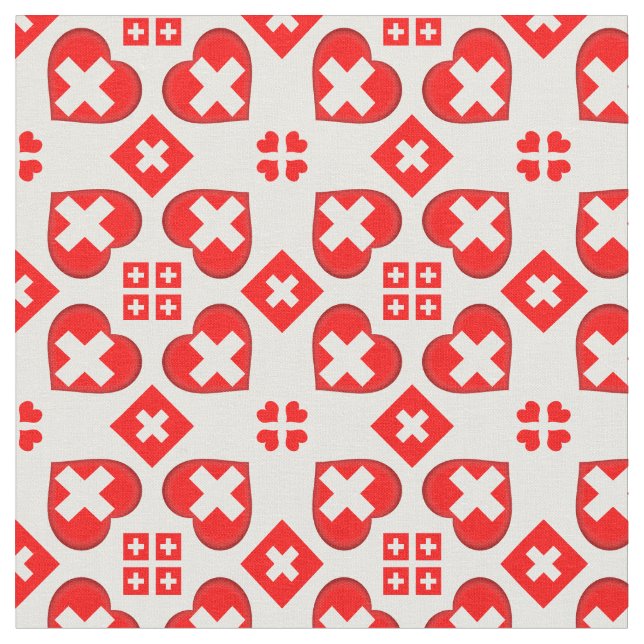 Tissu Swiss Flag & Heart, Suisse Mode textile (Fermer)