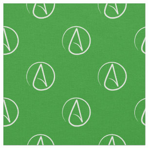 Tissu Symbole athée : blanc sur vert