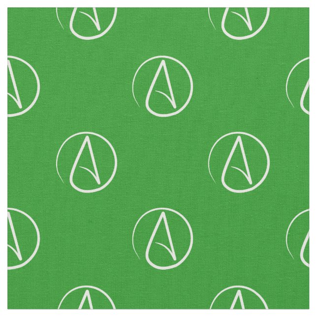 Tissu Symbole athée : blanc sur vert (Fermer)